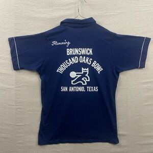 Brunswick Bowling Shirt Mens Large Navy Blue Vintage‎ Thousand Oaks Bowl Texas